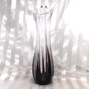 Purple and Clear Art Glass Vase # 26275